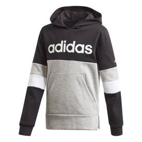 リニア カラーブロック フード付き フリース スウェットシャツ / Linear Colorblock Hooded Fleece Sweatshirt （ブラック）