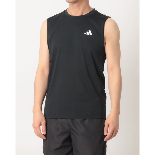 メンズ ノースリーブ機能シャツ ワークアウト エッセンシャルズ フィールレディ ノースリーブ 半袖Tシャツ KA3523 （ブラック）