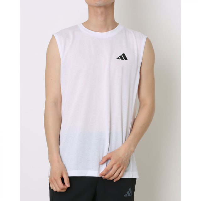 メンズ ノースリーブ機能シャツ ワークアウト エッセンシャルズ フィールレディ ノースリーブ 半袖Tシャツ KD5424 （ホワイト）