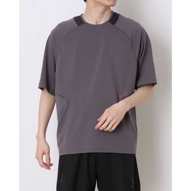 メンズ フィットネス 半袖Tシャツ ランニング Tシャツ 半袖 KU8464 （グレーストレータ）
