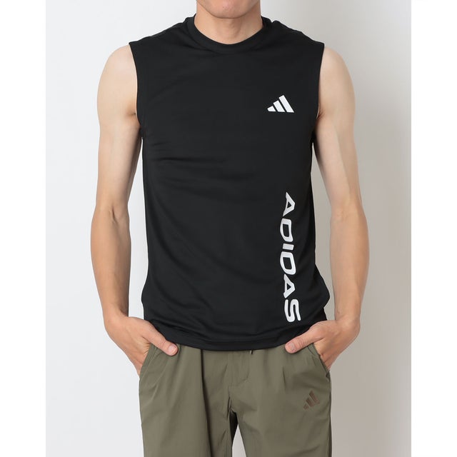 メンズ ノースリーブ機能シャツ トレーニング用ノースリーブTシャツ LE9475 （ブラック）