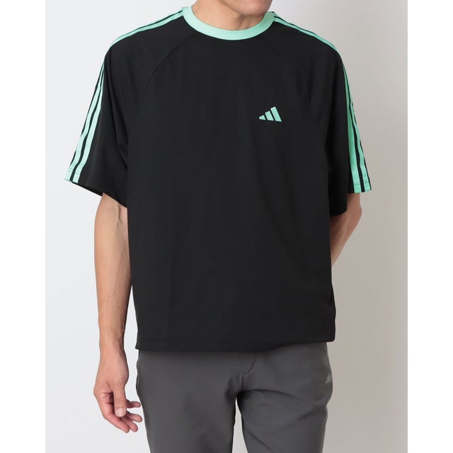 メンズ 半袖Tシャツ M COOL 3ST Tシャツ KW6197 （ブラック/パルスミント）