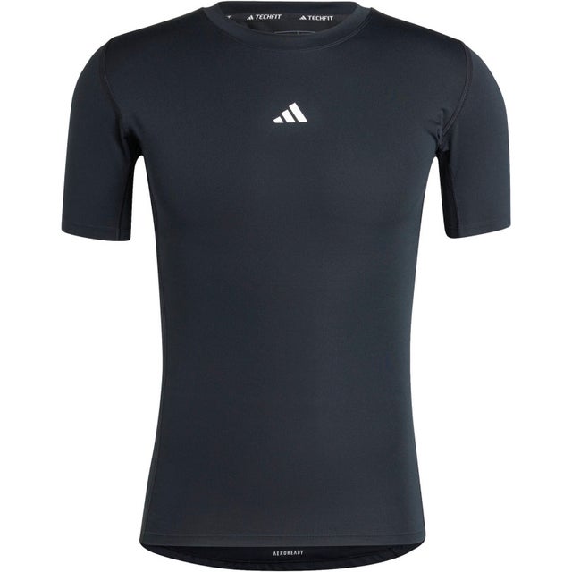 テックフィット コンプレッション トレーニング 半袖Tシャツ メンズ 男性 通気性 タイトフィット クルーネック （JE6698 ブラック）
