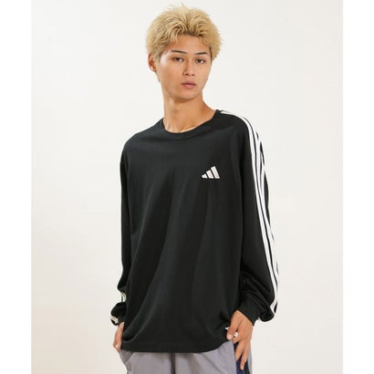 アディダス adidas 長袖 Tシャツ ロンT メンズ シンプル M （BK/WT）｜詳細画像