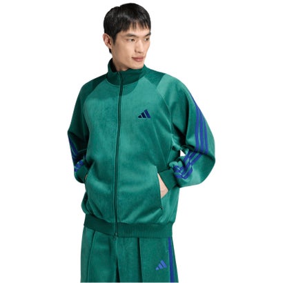アディダス adidas アディダス adidas スタジアム ルーズフィット ベロア トラックトップ  DVY24 （KV8350 カレッジグリーン）｜詳細画像