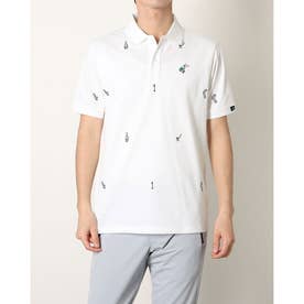 メンズ ゴルフ 半袖シャツ PLAY GREEN モノグラム半袖ポロシャツ HA0185 （ホワイト）