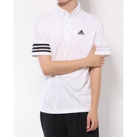 メンズ ゴルフ 半袖シャツ エンボスプリント 半袖ボタンダウンシャツ HA3115 （ホワイト）