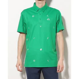 メンズ ゴルフ 半袖シャツ PLAY GREEN モノグラム刺繍 半袖ボタンダウンシャツ HT6845 （グリーン）