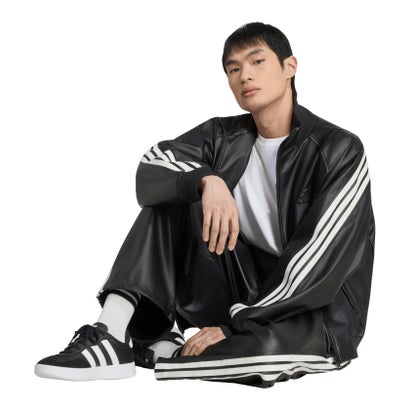 アディダス adidas アディダス adidas スタジアム ルーズフィット フェイクレザー トラックジャケット  HL312 （KV5924 ブラック/ブラック）｜詳細画像
