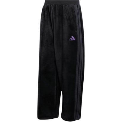 アディダス adidas スタジアム ルーズフィット ベロア フルレングス オープンヘム トラックパンツ メンズ 男性 ボトムス ロングパン （KV5901 ブラック）｜詳細画像