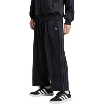 アディダス adidas スタジアム ルーズフィット ベロア フルレングス オープンヘム トラックパンツ メンズ 男性 ボトムス ロングパン （KV5901 ブラック）｜詳細画像