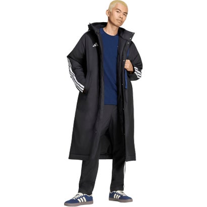 アディダス adidas アディダス adidas マストハブ スリーストライプス 中わた入り ロングコート メンズ 男性 中綿コート 耐久性 ルーズフィット フード （KW3382 チャコール/ブラック）｜詳細画像