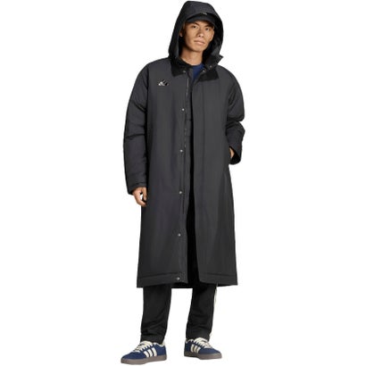 アディダス adidas アディダス adidas マストハブ スリーストライプス 中わた入り ロングコート メンズ 男性 中綿コート 耐久性 ルーズフィット フード （KW3382 チャコール/ブラック）｜詳細画像
