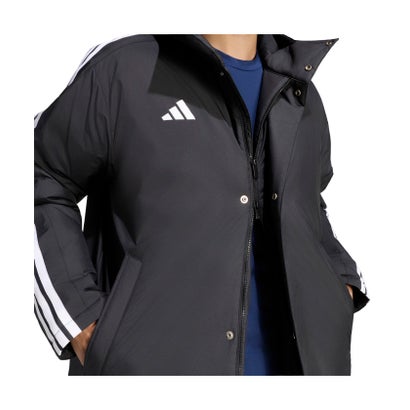 アディダス adidas アディダス adidas マストハブ スリーストライプス 中わた入り ロングコート メンズ 男性 中綿コート 耐久性 ルーズフィット フード （KW3382 チャコール/ブラック）｜詳細画像