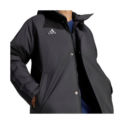 アディダス adidas アディダス adidas マストハブ スリーストライプス 中わた入り ロングコート メンズ 男性 中綿コート 耐久性 ルーズフィット フード （KW3382 チャコール/ブラック）｜詳細画像