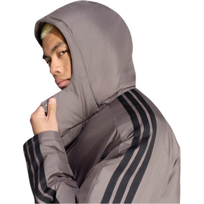 アディダス adidas アディダス adidas マストハブ スリーストライプス 中わた入り ロングコート メンズ 男性 中綿コート 耐久性 ルーズフィット フード （KW3382 チャコール/ブラック）｜詳細画像