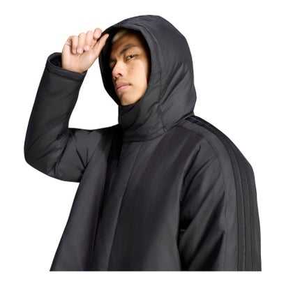 アディダス adidas アディダス adidas マストハブ スリーストライプス 中わた入り ロングコート メンズ 男性 中綿コート 耐久性 ルーズフィット フード （KW3382 チャコール/ブラック）｜詳細画像