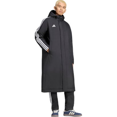 アディダス adidas アディダス adidas マストハブ スリーストライプス 中わた入り ロングコート メンズ 男性 中綿コート 耐久性 ルーズフィット フード （KW3382 チャコール/ブラック）｜詳細画像