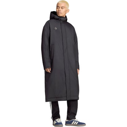 アディダス adidas アディダス adidas マストハブ スリーストライプス 中わた入り ロングコート メンズ 男性 中綿コート 耐久性 ルーズフィット フード （KW3382 チャコール/ブラック）｜詳細画像