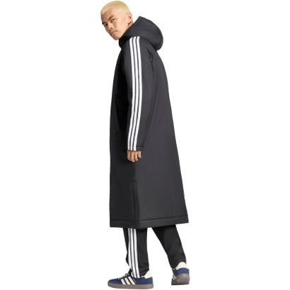 アディダス adidas アディダス adidas マストハブ スリーストライプス 中わた入り ロングコート メンズ 男性 中綿コート 耐久性 ルーズフィット フード （KW3382 チャコール/ブラック）｜詳細画像