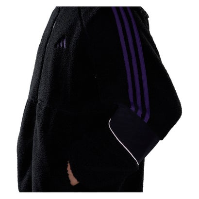 アディダス adidas ブランド ラブ ルーズフィット シェルパ ジャケット メンズ 男性 アウター 上着 ルーズフィット フリース 裏起毛 （KV5921 ブラック/バイオレッ）｜詳細画像