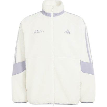 アディダス adidas ブランド ラブ ルーズフィット シェルパ ジャケット メンズ 男性 アウター 上着 ルーズフィット フリース 裏起毛 （KV5921 ブラック/バイオレッ）｜詳細画像