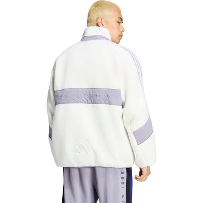 アディダス adidas ブランド ラブ ルーズフィット シェルパ ジャケット メンズ 男性 アウター 上着 ルーズフィット フリース 裏起毛 （KV5921 ブラック/バイオレッ）｜詳細画像