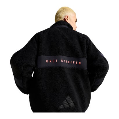 アディダス adidas ブランド ラブ ルーズフィット シェルパ ジャケット メンズ 男性 アウター 上着 ルーズフィット フリース 裏起毛 （KV5923 オフホワイト/スレー）｜詳細画像