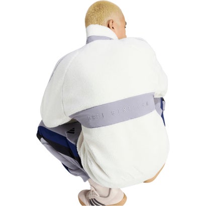 アディダス adidas ブランド ラブ ルーズフィット シェルパ ジャケット メンズ 男性 アウター 上着 ルーズフィット フリース 裏起毛 （KV5923 オフホワイト/スレー）｜詳細画像