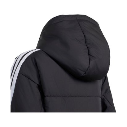 アディダス adidas キッズ エッセンシャルズ オーバーサイズフィット ロング 中わた入り フード付きコート ジュニア 子ども アウタ （KU6476 ブラック）｜詳細画像