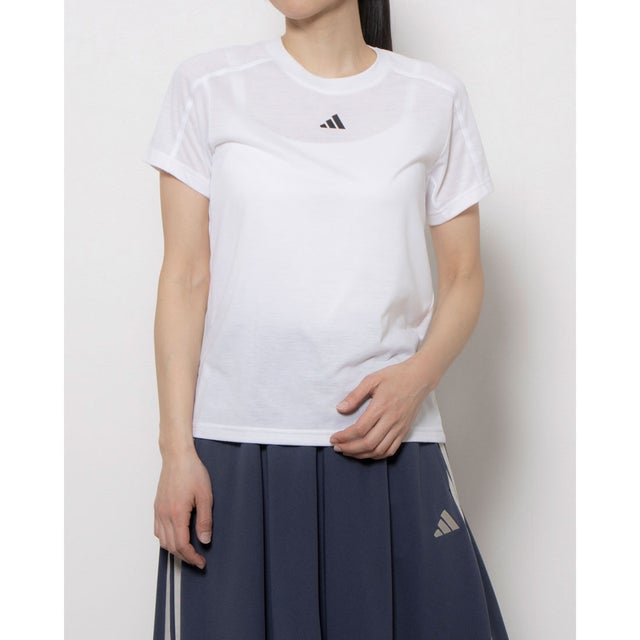 レディース フィットネス 半袖Tシャツ AEROREADY トレイン エッセンシャルズ ミニマル ロゴ クルーネック半袖Tシャツ HR7796 （WHITE）