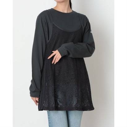 レディース 長袖Tシャツ W レースチュニックセット AP KN1067 （カーボン）｜詳細画像