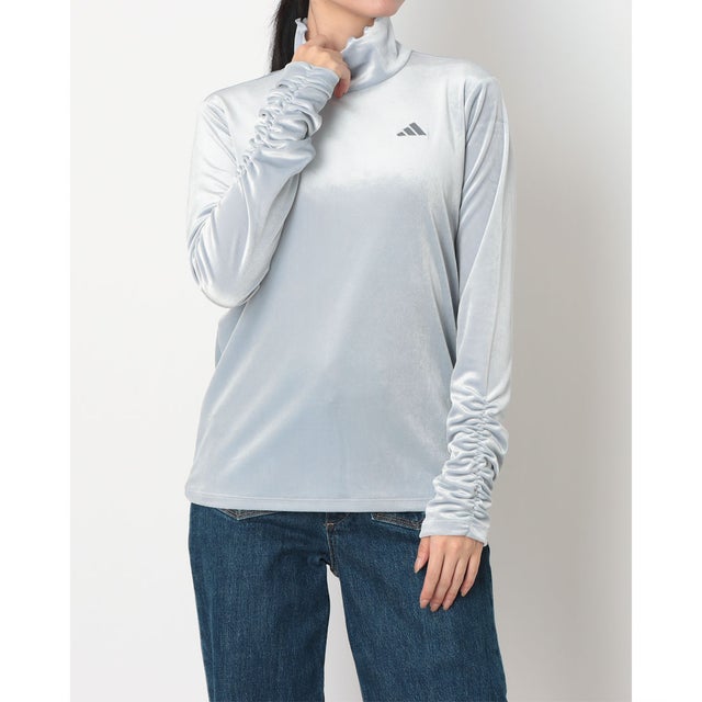 レディース 長袖Tシャツ W ベロア Tシャツ AP KN1059 （ヘイローシルバー）