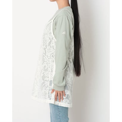 レディース 長袖Tシャツ W レースチュニックセット AP KN1068 （ヘイローグリーン）｜詳細画像