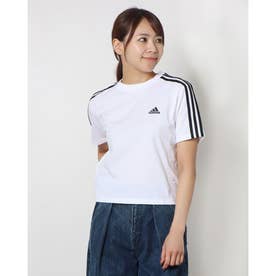 レディース 半袖Tシャツ W ESS 3S クロップドTシャツ HR4915 （ホワイト/ブラック）