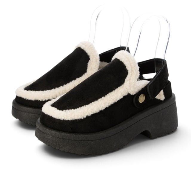 【厚底】2WAYバックバンドサボムートン【つっかけ】 （BLK）