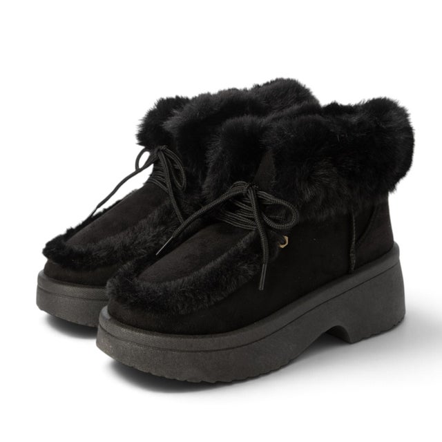 【厚底】ハイカットモカシンムートン【5.5cm】 （BLK）