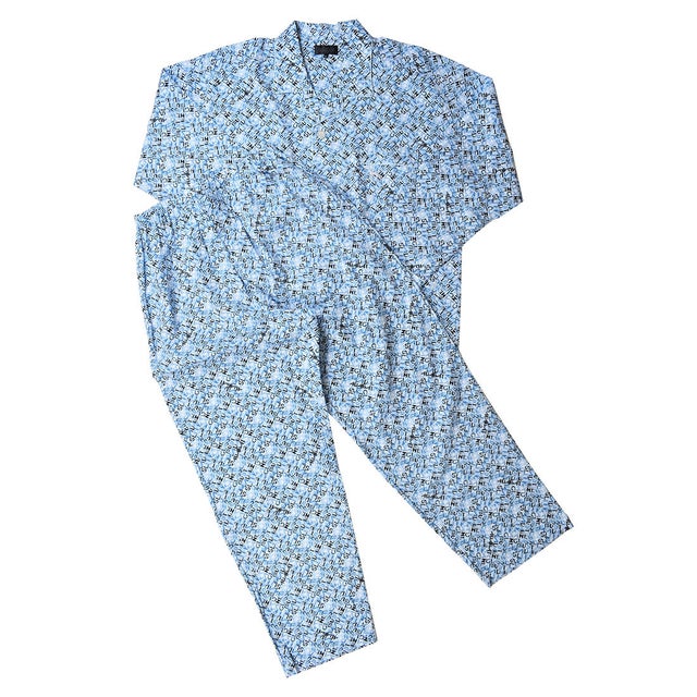 アダバット リラックスウェア アンダーウェア 長袖布帛テーラードカラーパジャマ （ブルー）