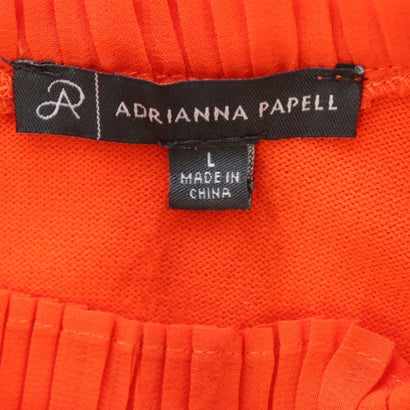 アドリアナパペル Adrianna Papell ポップなオレンジ色の細かいプリーツのパフスリーブがオシャレなニット （オレンジ）｜詳細画像