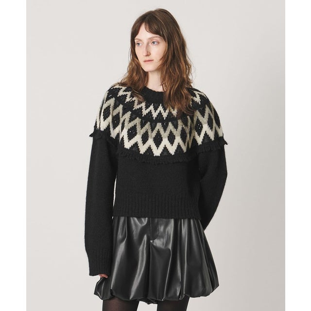 ＜AEWEN MATOPH＞ノルディック ビジュー クルーネック ニット （BLACK）