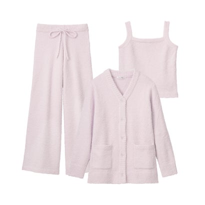 【ふわふわもっちり。こなれ感たっぷりのルームウェア】モールニット 長袖 3点セット （PU-パープル）｜詳細画像