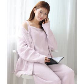 【ふわふわもっちり。こなれ感たっぷりのルームウェア】モールニット 長袖 3点セット （PU-パープル）