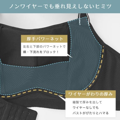 【しっかり支える】小さく見せる リブ ノンワイヤー 単品ブラジャー (グラマーサイズ) （PI-ピンクベージュ）｜詳細画像