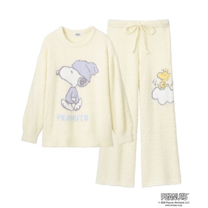 PEANUTS スヌーピー Night ニット 長袖 上下セット （CR-クリーム）｜詳細画像