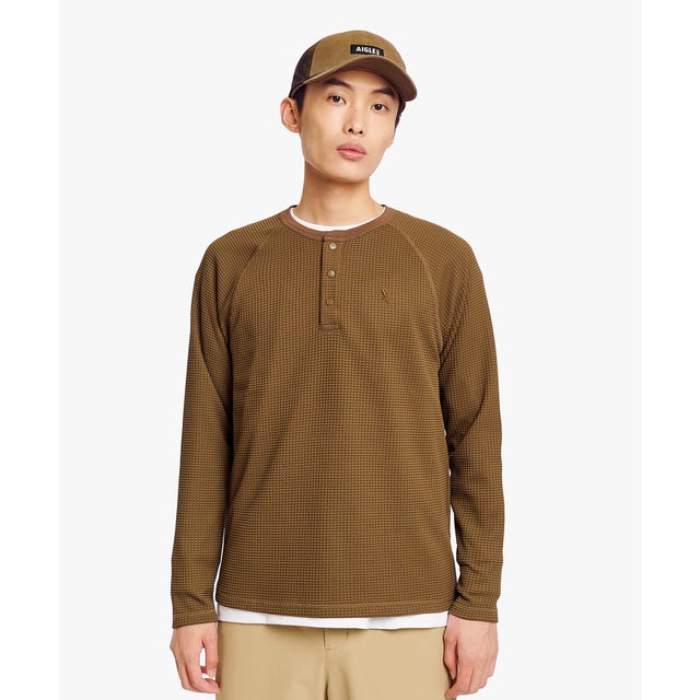 デルタピーク ワッフル ロングスリーブTシャツ （モスグリーン）