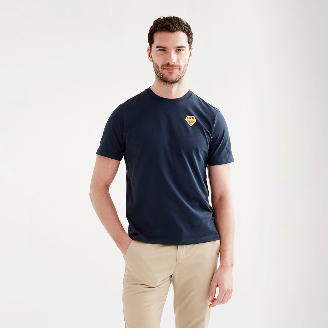 エーグル AIGLE ロゴクルーネックTシャツ （ダークネイビー 