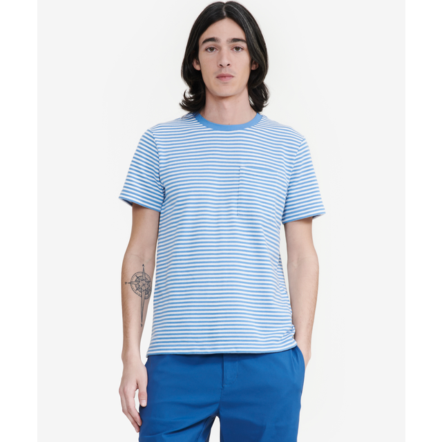 
                    UVC ボーダーポケットTシャツ （ブルー）