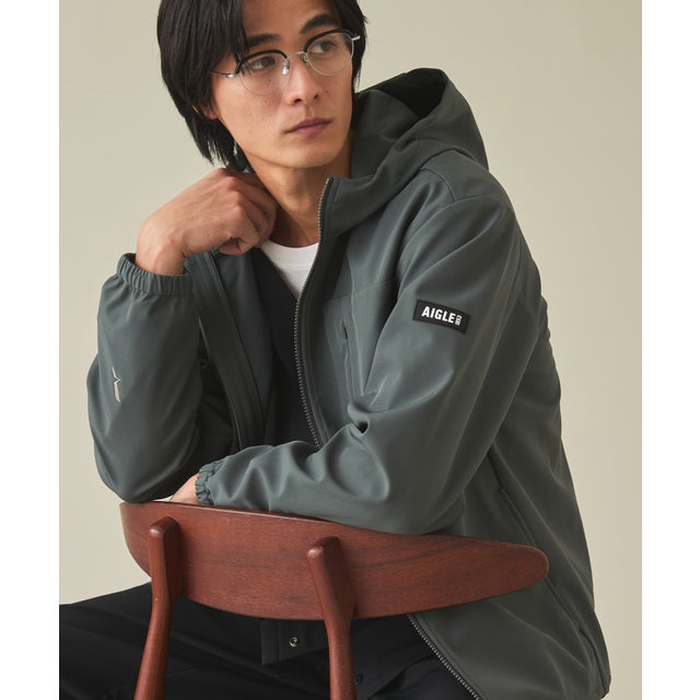 撥水 防風 ストレッチ ソフトシェル ジャケット （モスグリーン）