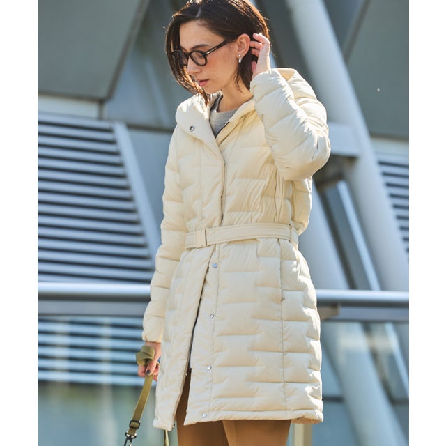 ゴアテックスウィンドストッパー ベルテッド ロングダウンジャケット ULTRA WARM （ホワイト）