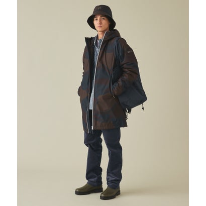 【RainPack Warm】透湿防水 レインパックウォーム プリント ロングジャケット WARM （ネイビー）｜詳細画像